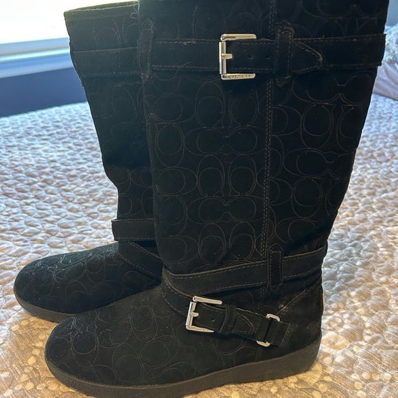 Coach Thelma Signature Monogram Embossed Suede Boots - Picture 12 of 14